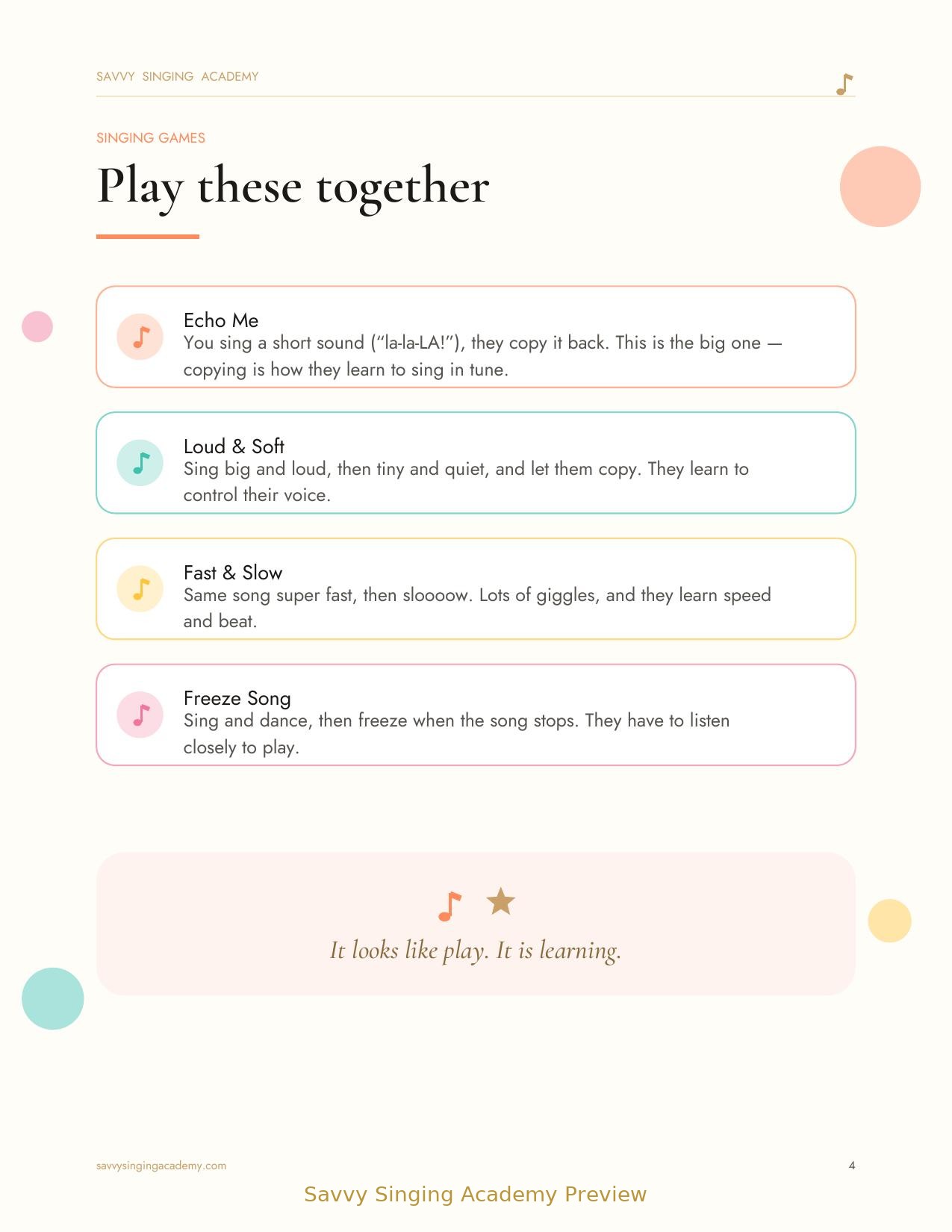 Inside the Sing & Play kit: music memory pages