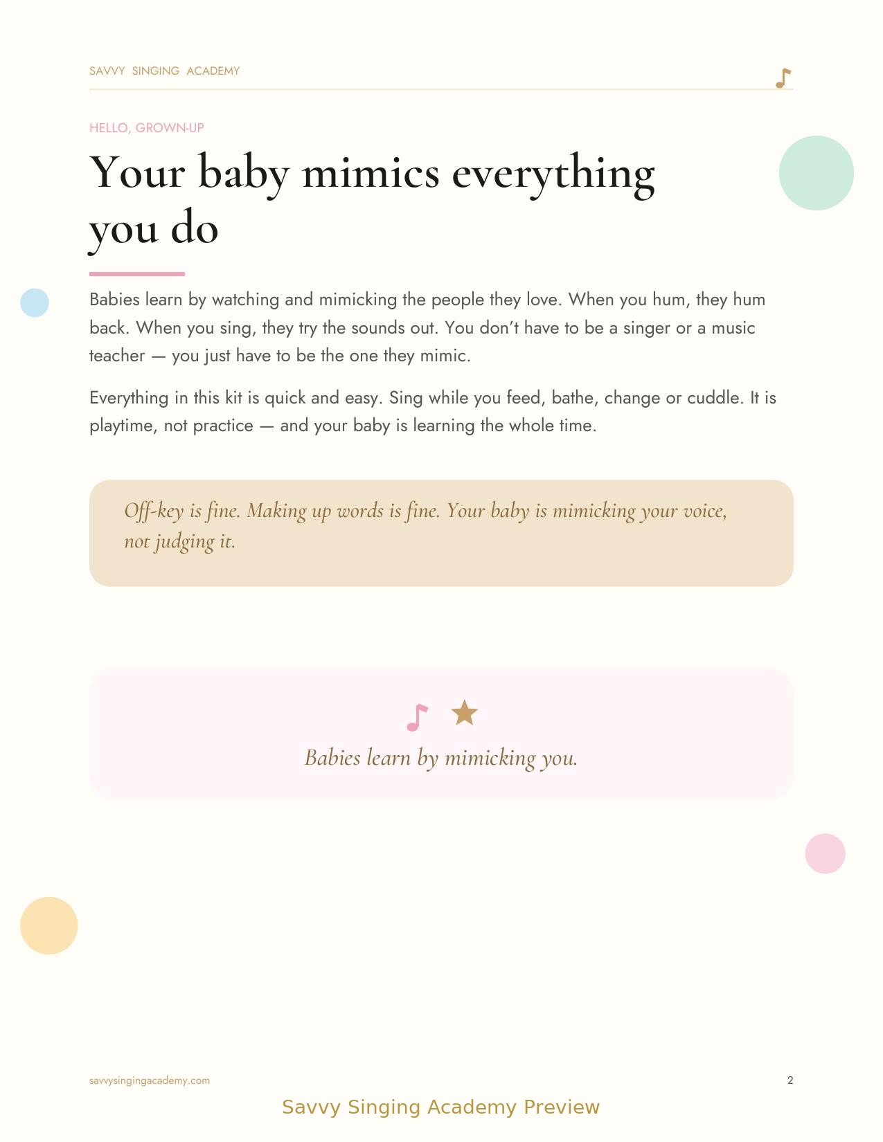 Inside the baby kit: everyday singing moments