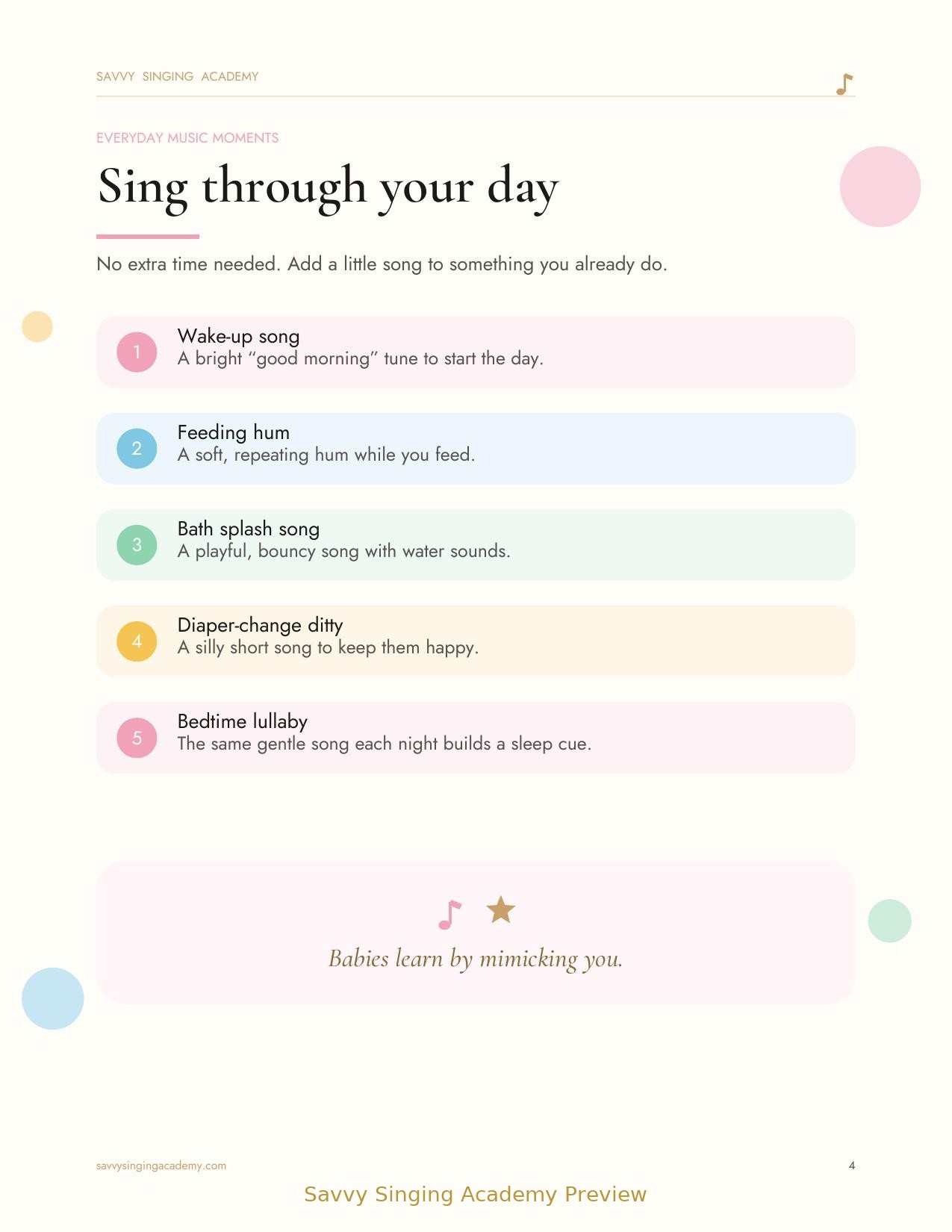 Inside the baby kit: write-in family song pages