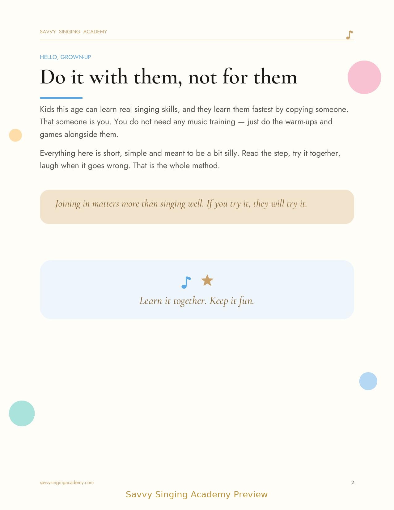 Inside the Singing Stars kit: weekly singing goals